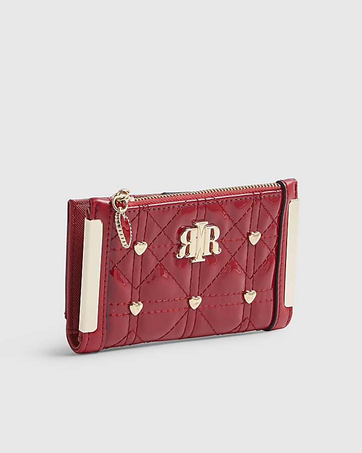 Red Quilted Heart Stud Mini Purse