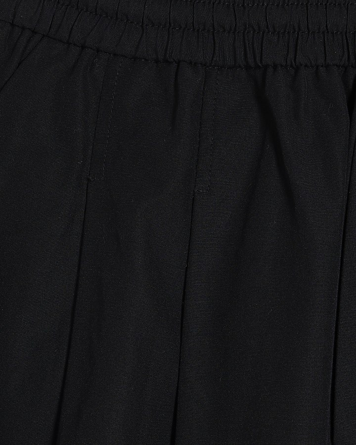 Petite Black Poplin Barrel Leg Trousers