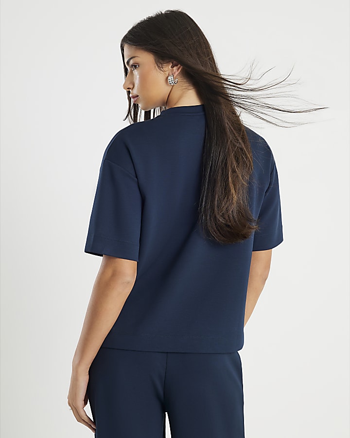 Navy Premium Short Sleeve Boxy Fit T-shirt