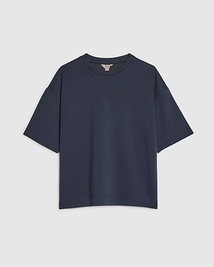 Navy Premium Short Sleeve Boxy Fit T-shirt