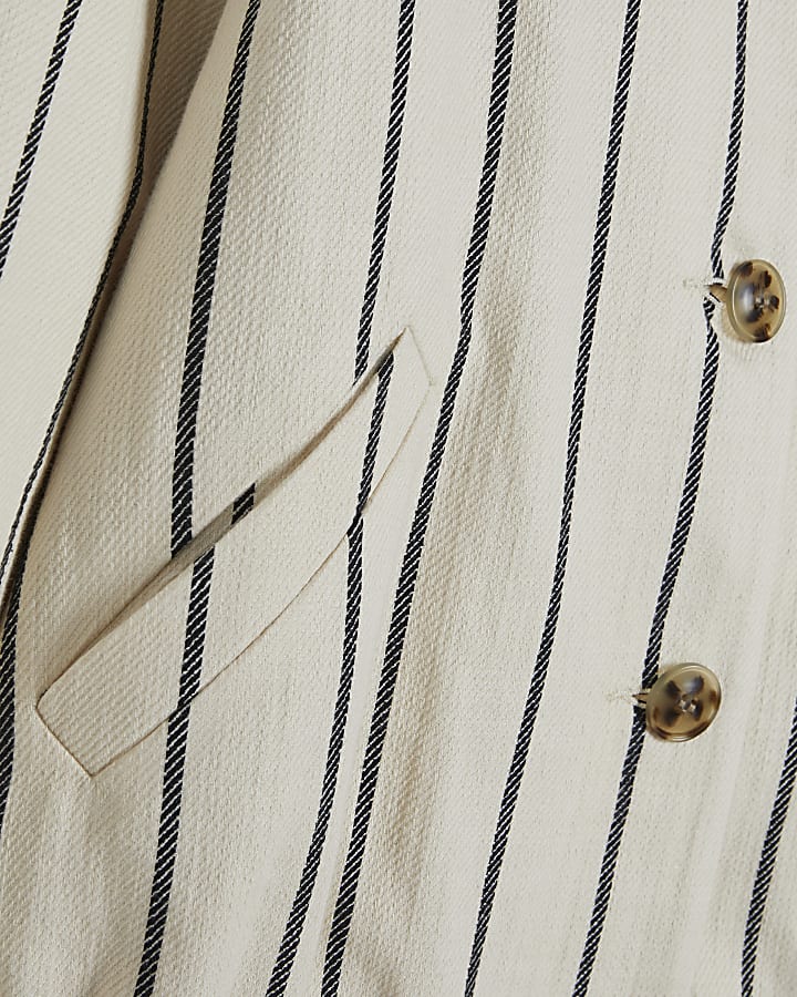 Cream Stripe Bomber Jacket