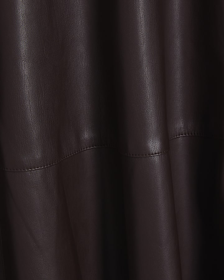 Red Faux Leather Full Circle Midi Skirt