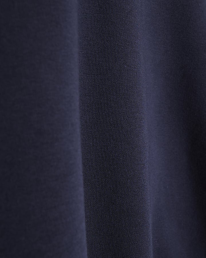 Navy Long Sleeve Off Shoulder Sweatshirt