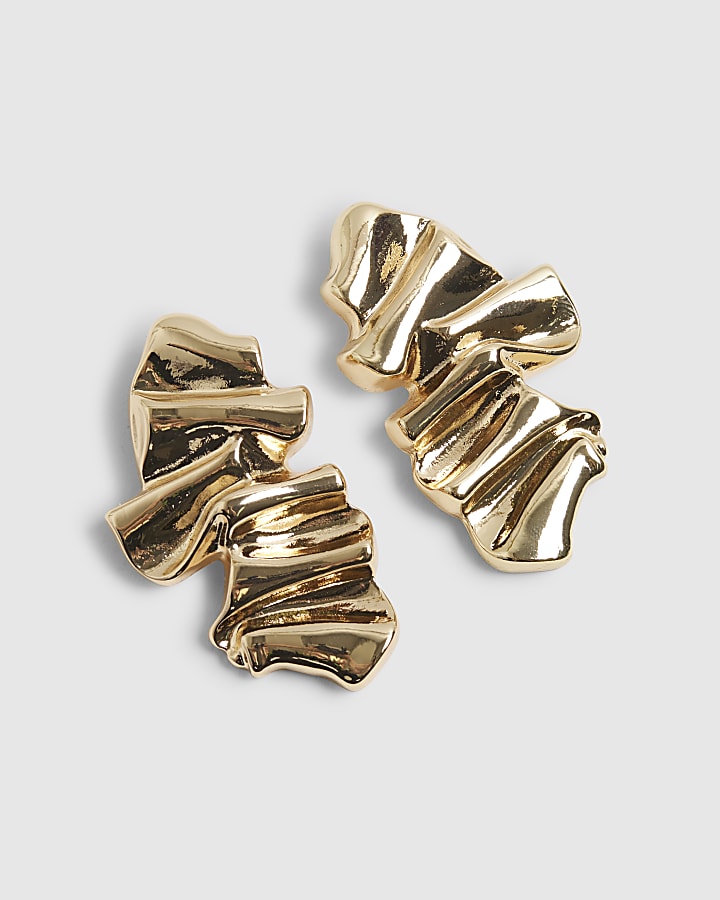 Gold Molten Stud Earrings