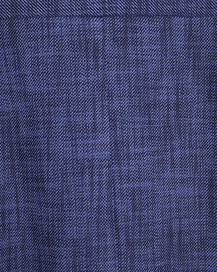 Navy Linen Look Midi Dress