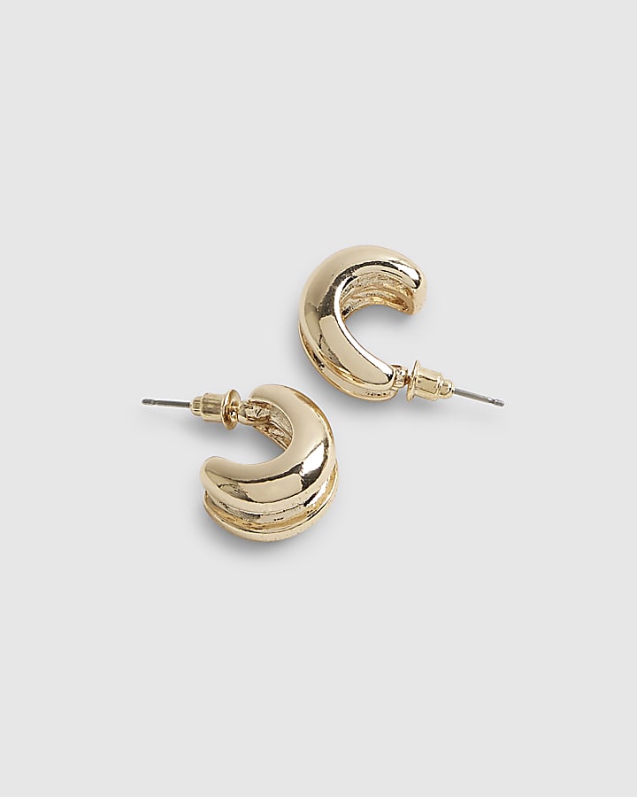 Gold Mini Textured Hoop Earrings