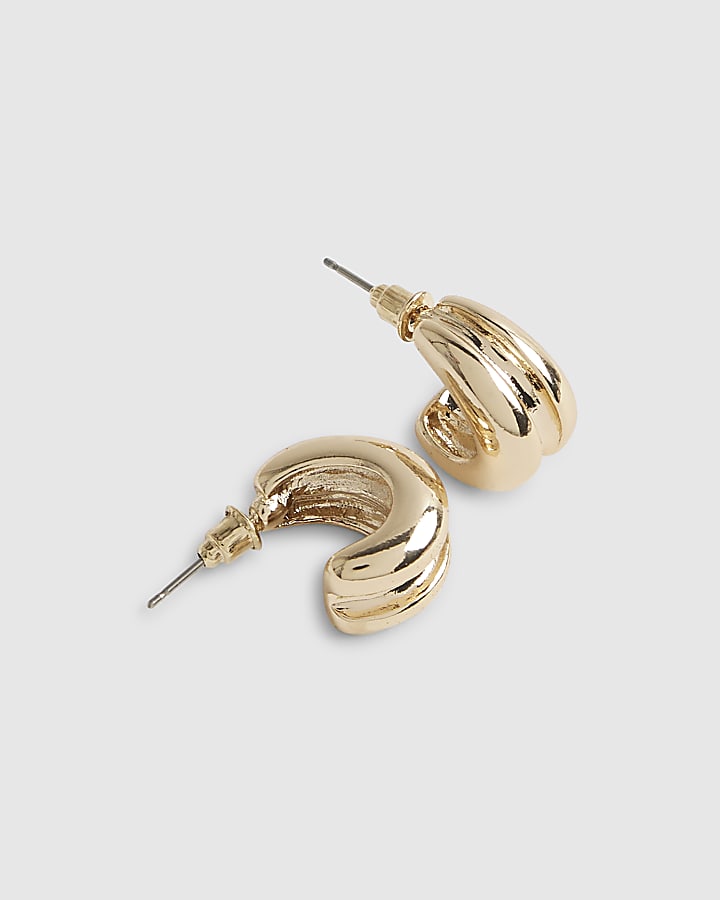 Gold Mini Textured Hoop Earrings