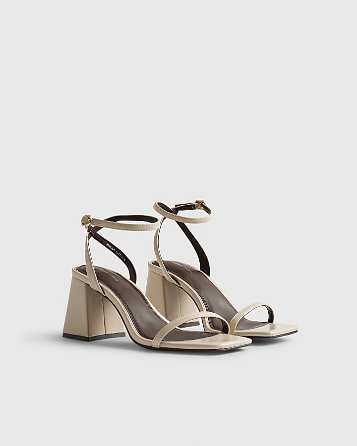 Cream Strappy Block Heel Sandals