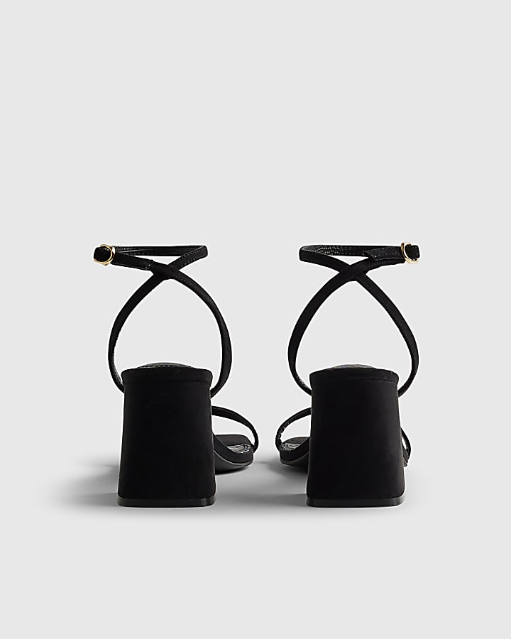 Black Strappy Block Heel Sandals