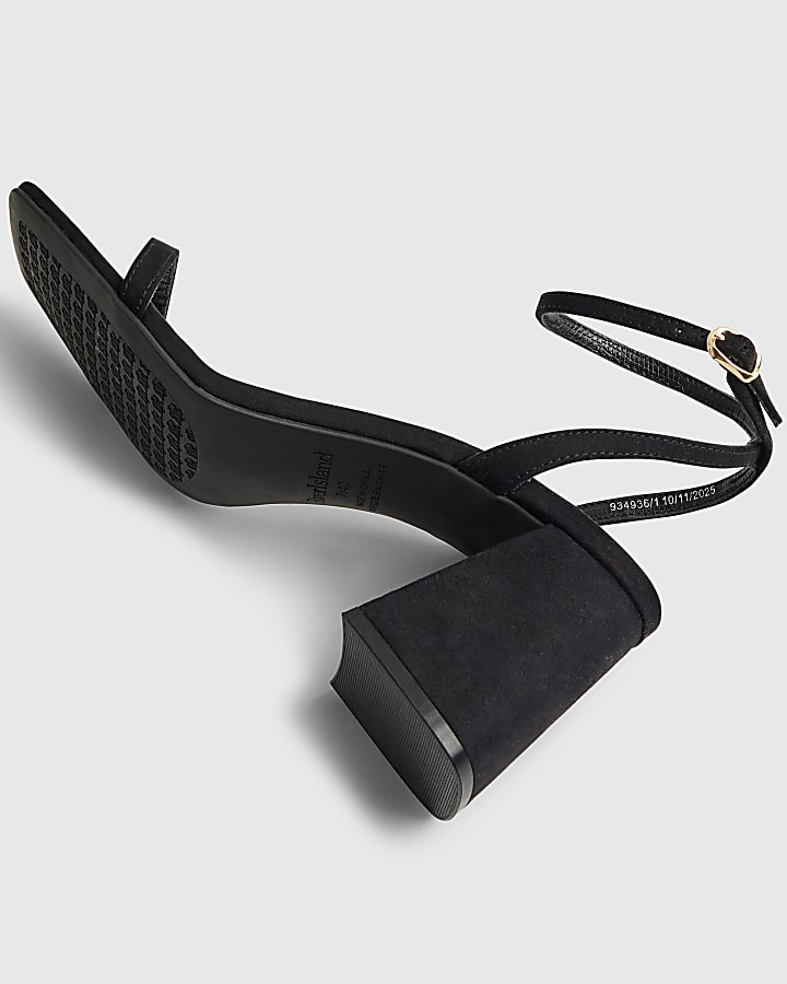 Black Strappy Block Heel Sandals