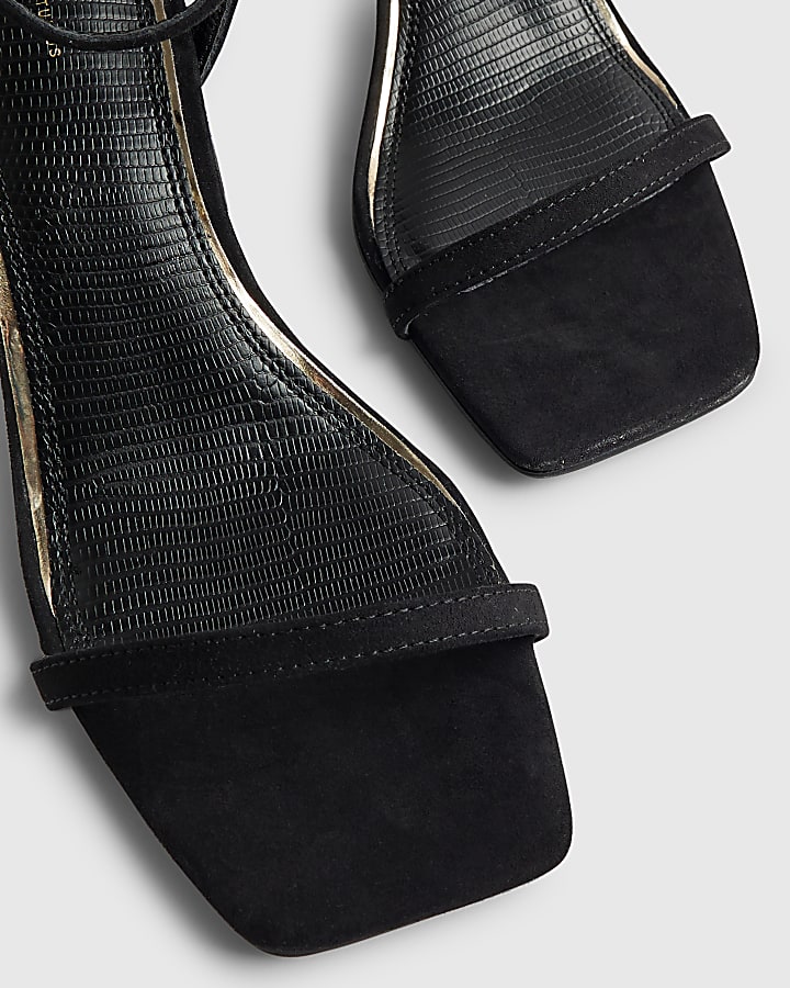 Black Strappy Block Heel Sandals