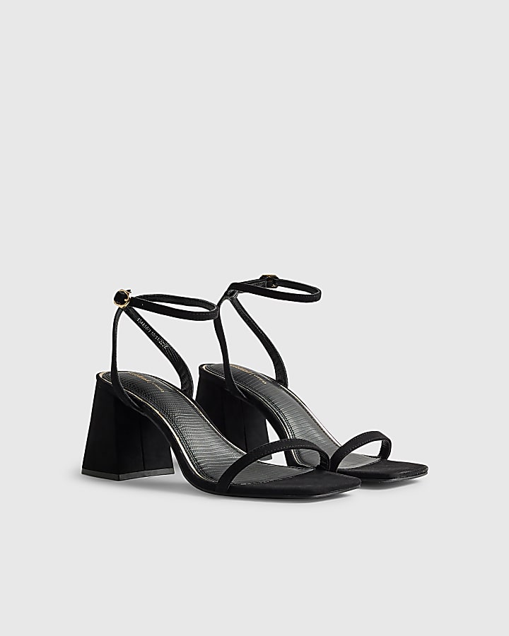 Black Strappy Block Heel Sandals