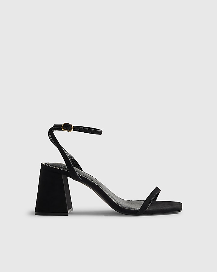 Black Strappy Block Heel Sandals