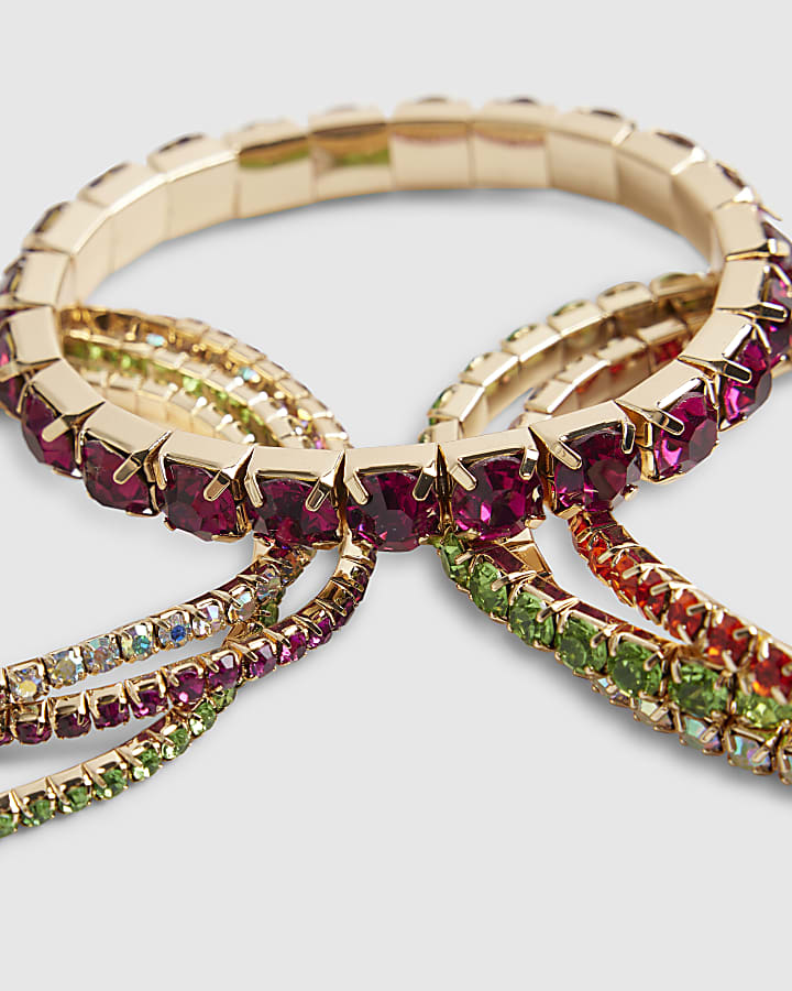 Gold Diamond Simulant Bracelet Multipack