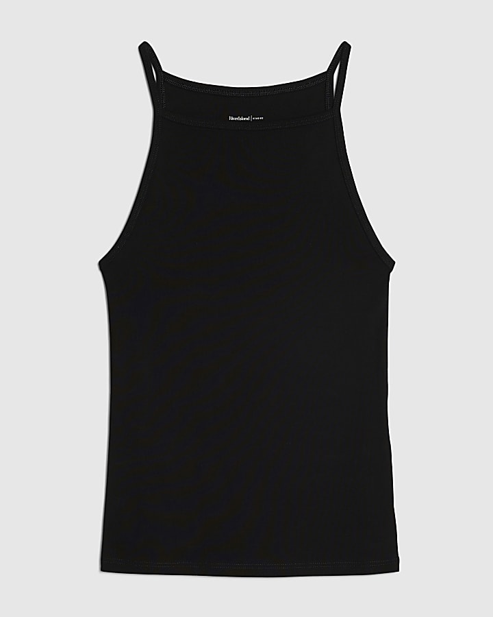 Black Sleeveless Cotton Tank Top