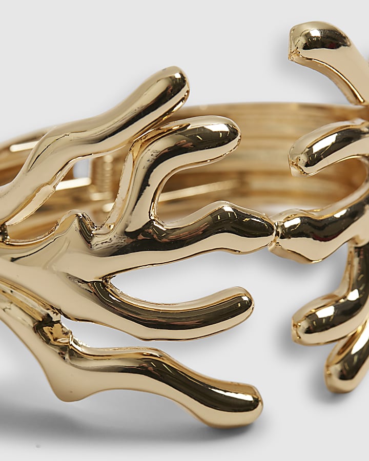 Gold Coral Bangle Bracelet