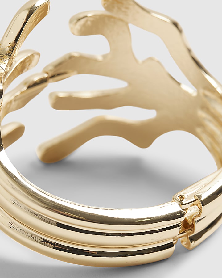 Gold Coral Bangle Bracelet