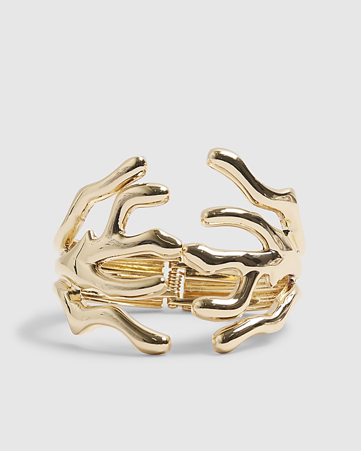 Gold Coral Bangle Bracelet