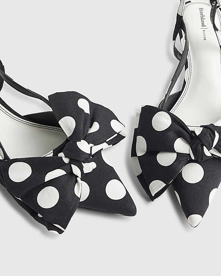Black Bow Spot Court Heels
