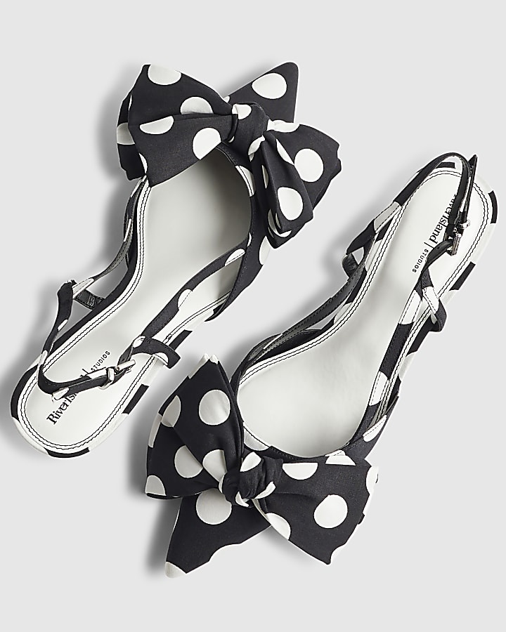 Black Bow Spot Court Heels