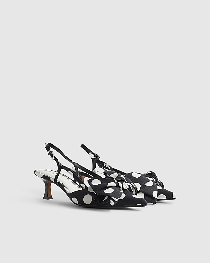 Black Bow Spot Court Heels