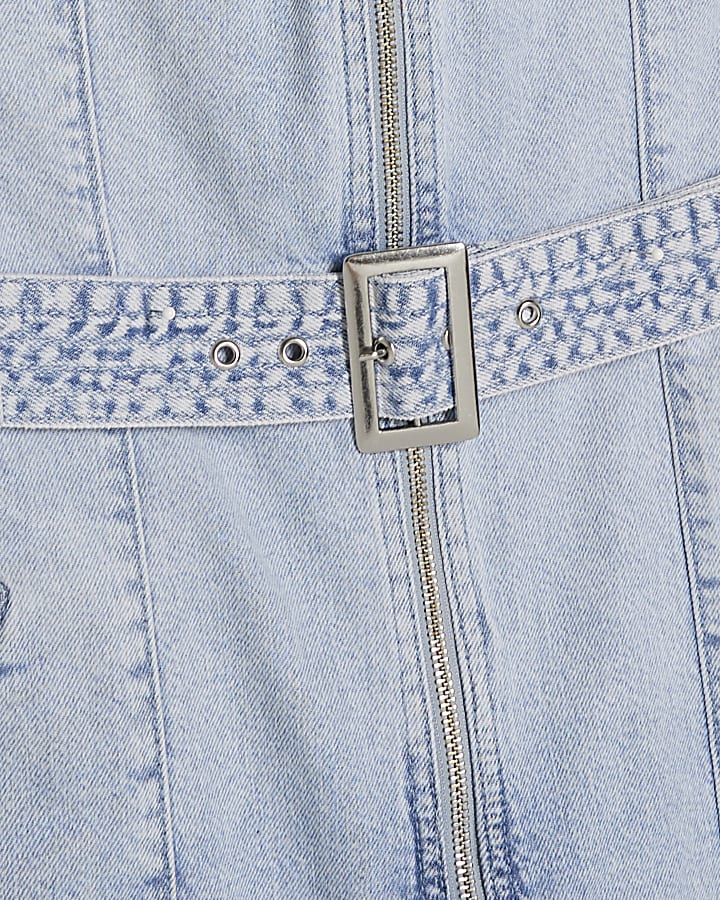 Petite Blue Denim Sleeveless Mini Dress