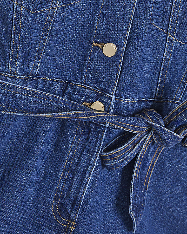 Blue Denim Short Sleeve Playsuit