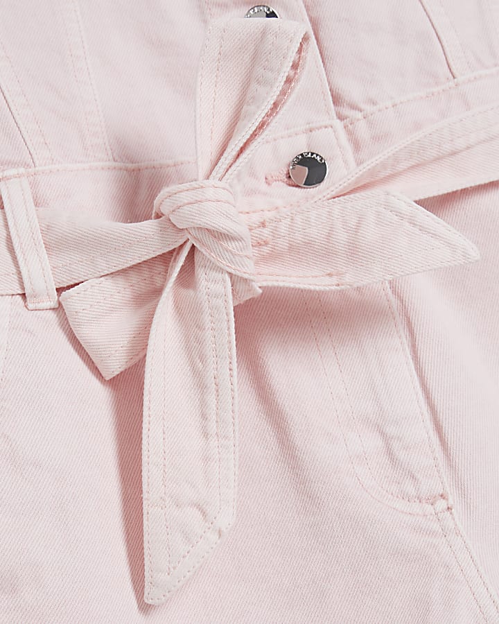 Pink Denim Short Sleeve Playsuit