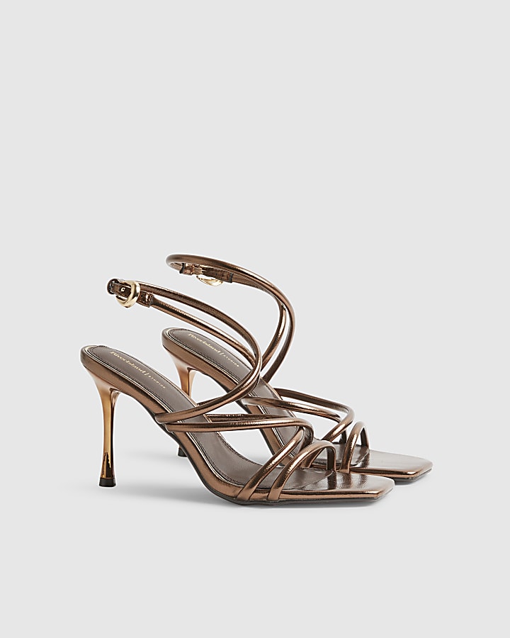 Bronze Wrap Around Tube Heels