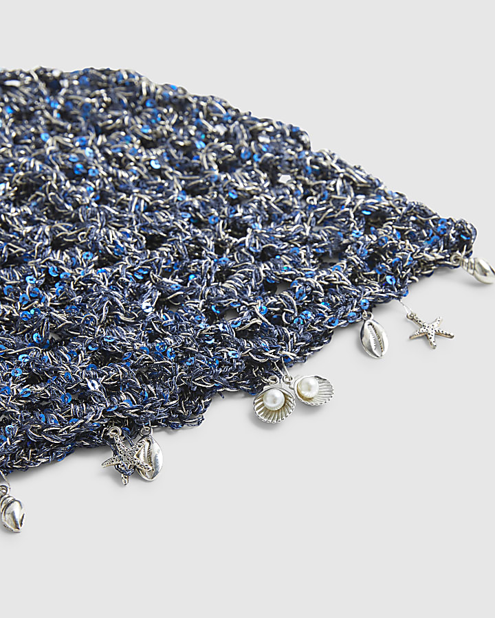 Navy Embellished Skull Cap