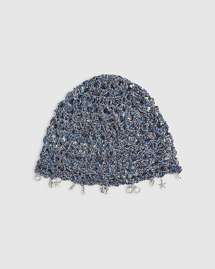 Navy Embellished Skull Cap