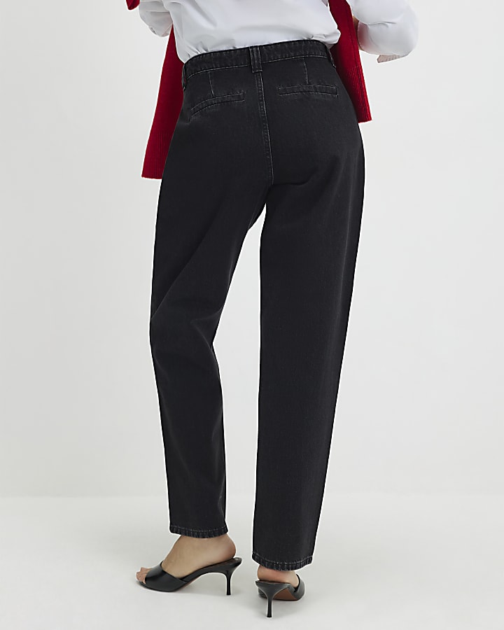 Black High Waisted Tapered Jeans