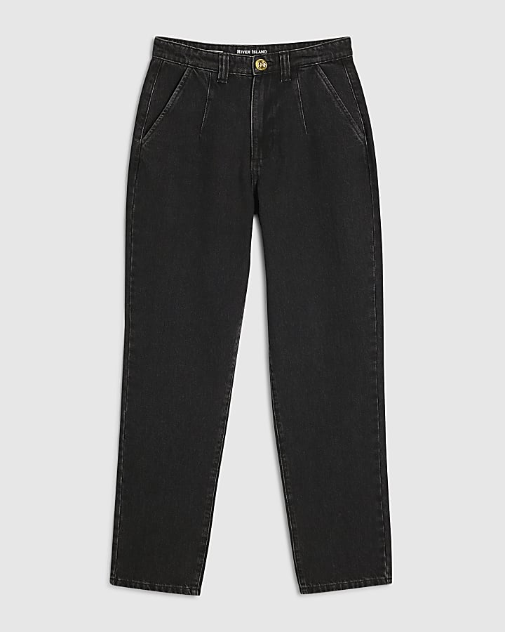 Black High Waisted Tapered Jeans