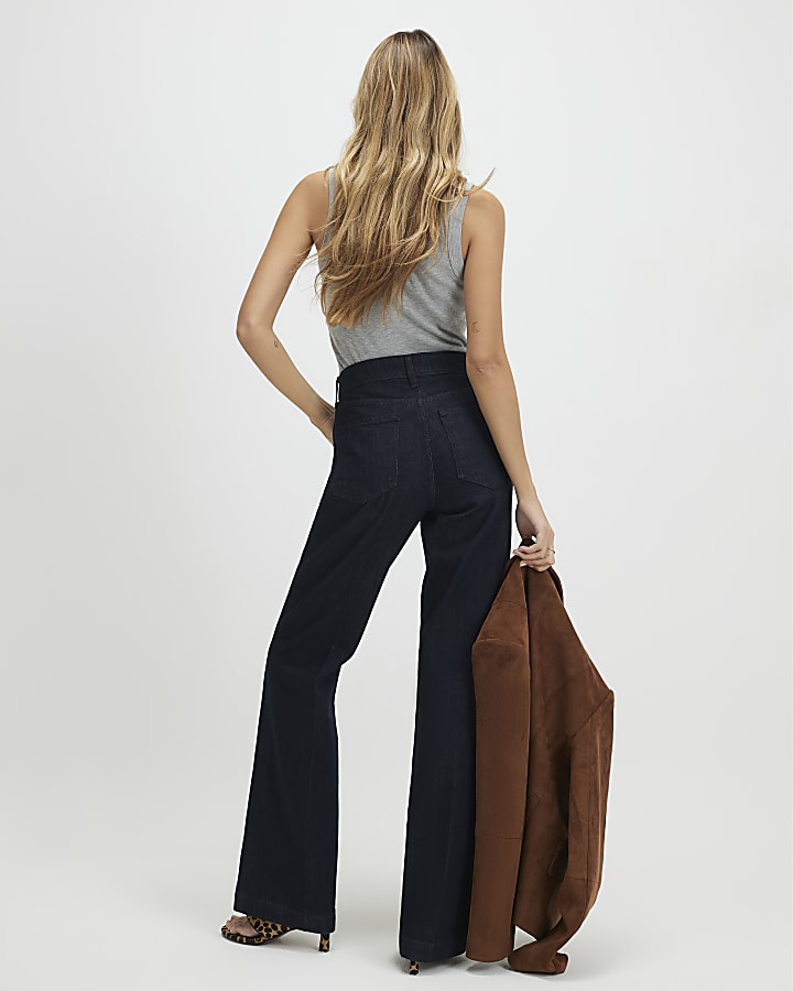 Blue Mid Rise Bootcut Jeans