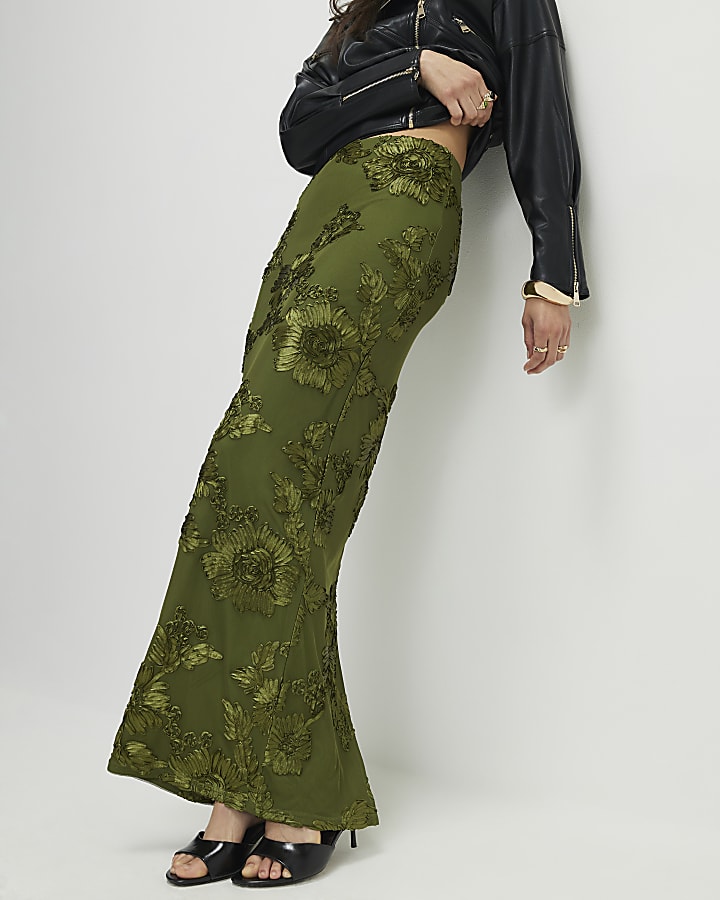 Khaki Cornelli Maxi Skirt
