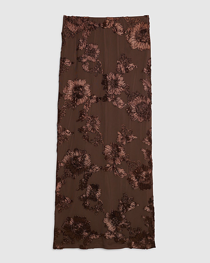 Brown Floral Cornelli Maxi Skirt