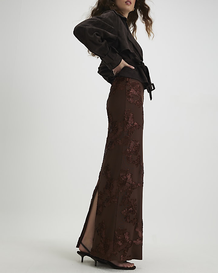 Brown Floral Cornelli Maxi Skirt