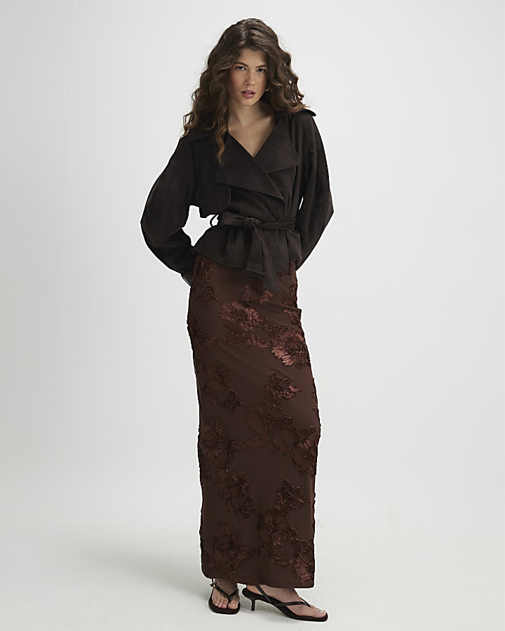 Brown Floral Cornelli Maxi Skirt