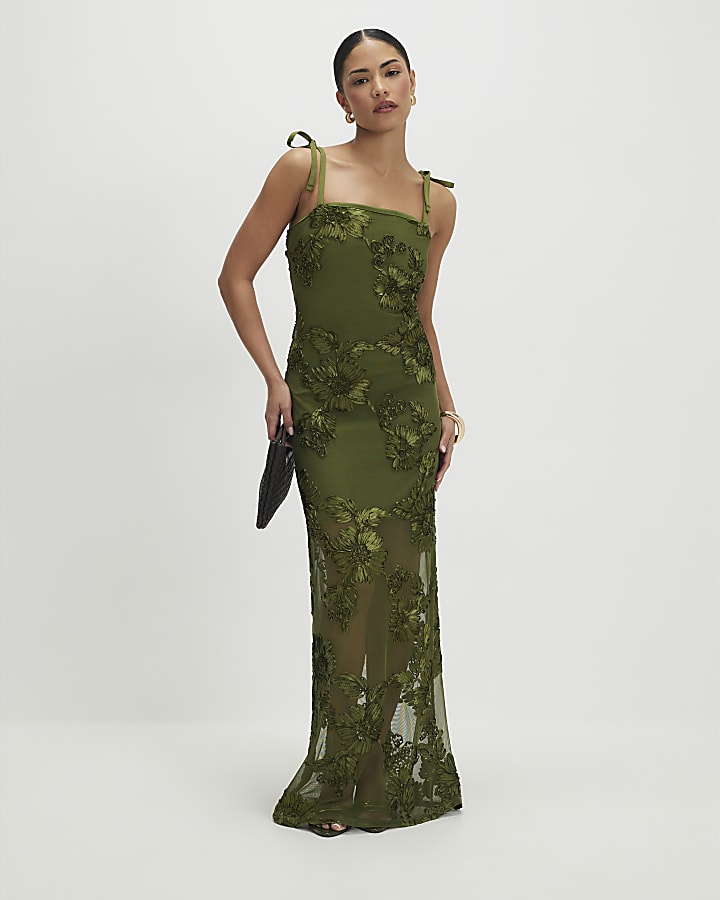 Petite Khaki Cornelli Maxi Dress