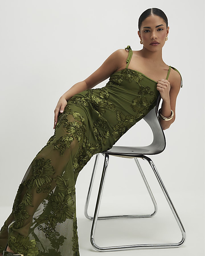 Petite Khaki Cornelli Maxi Dress