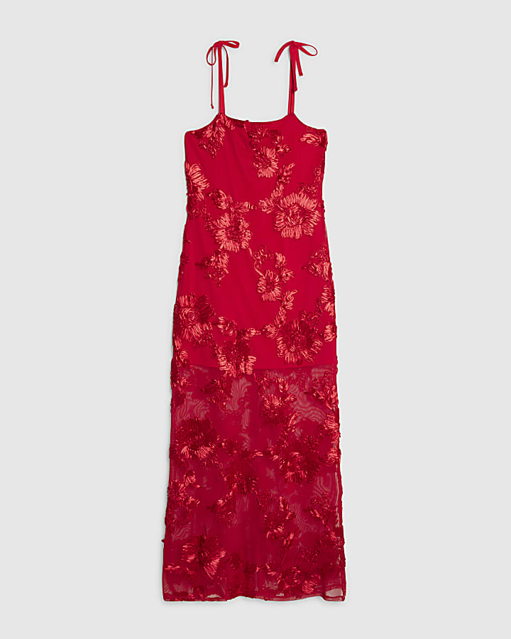 Red Sleeveless Cornelli Maxi Dress
