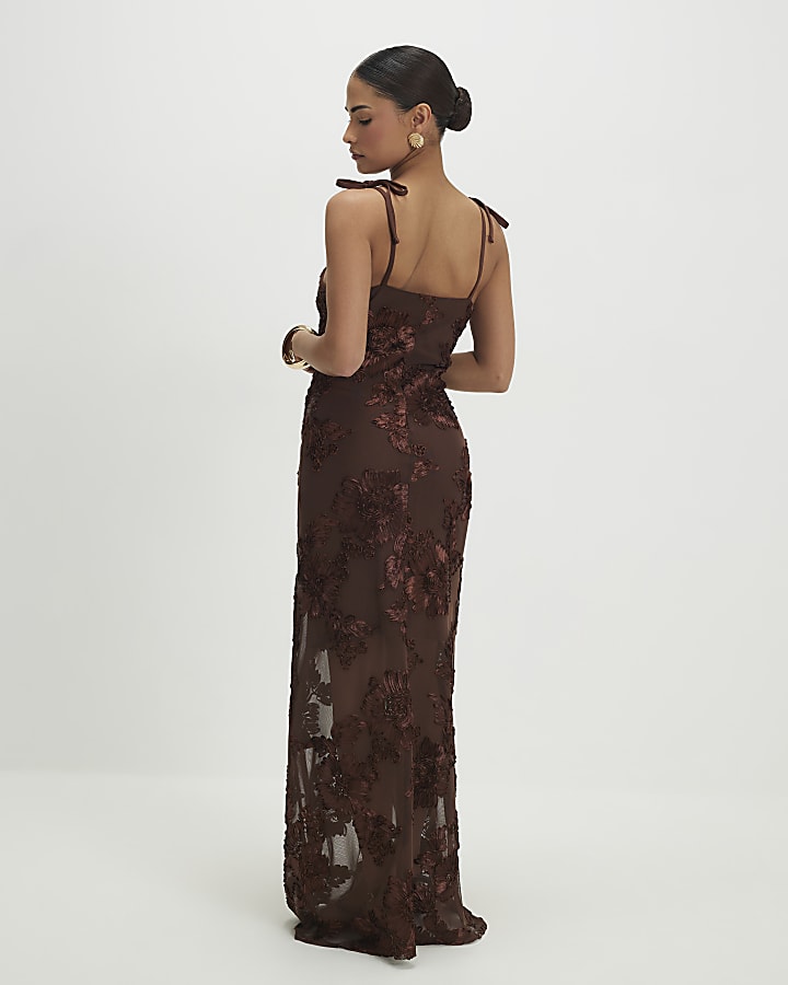 Petite Brown Cornelli Maxi Dress