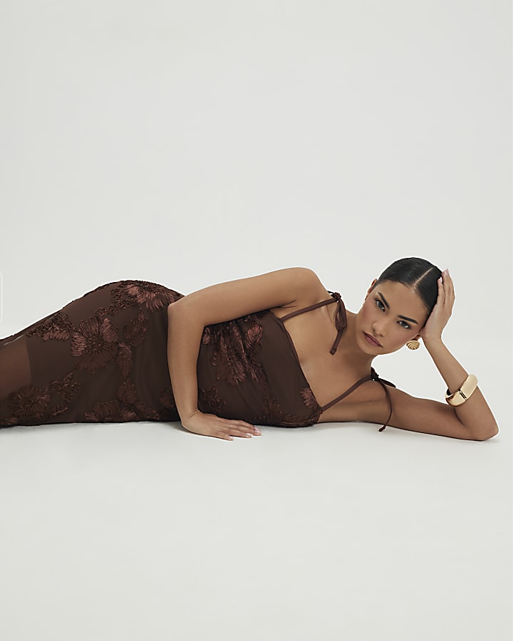 Petite Brown Cornelli Maxi Dress