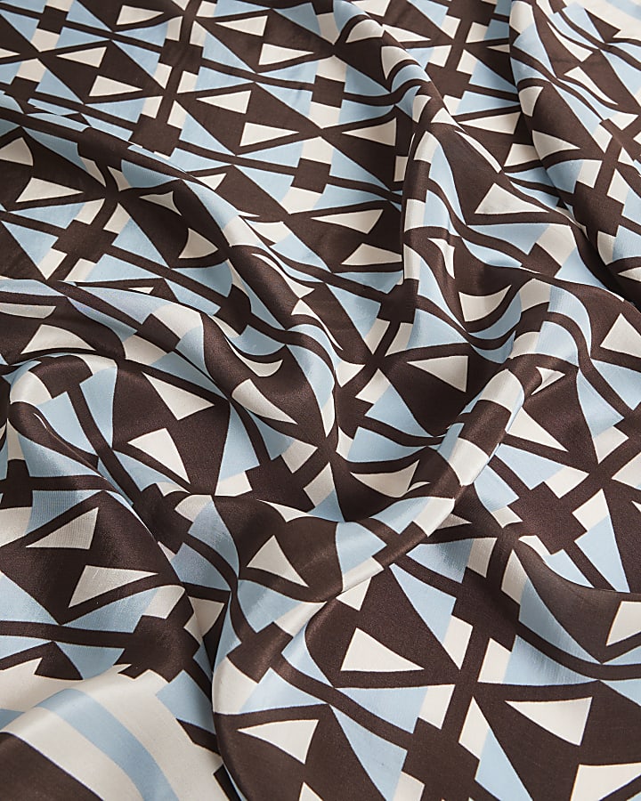 Blue Geometric Print Scarf