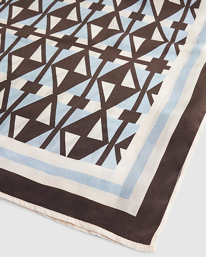 Blue Geometric Print Scarf