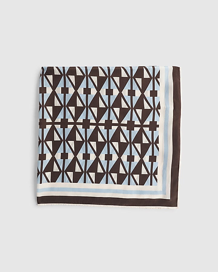 Blue Geometric Print Scarf