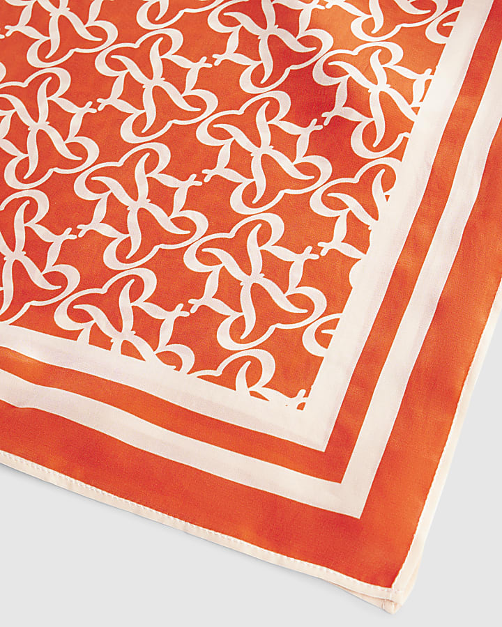 Red Monogram Print Scarf