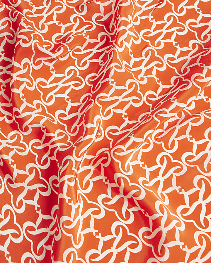 Red Monogram Print Scarf