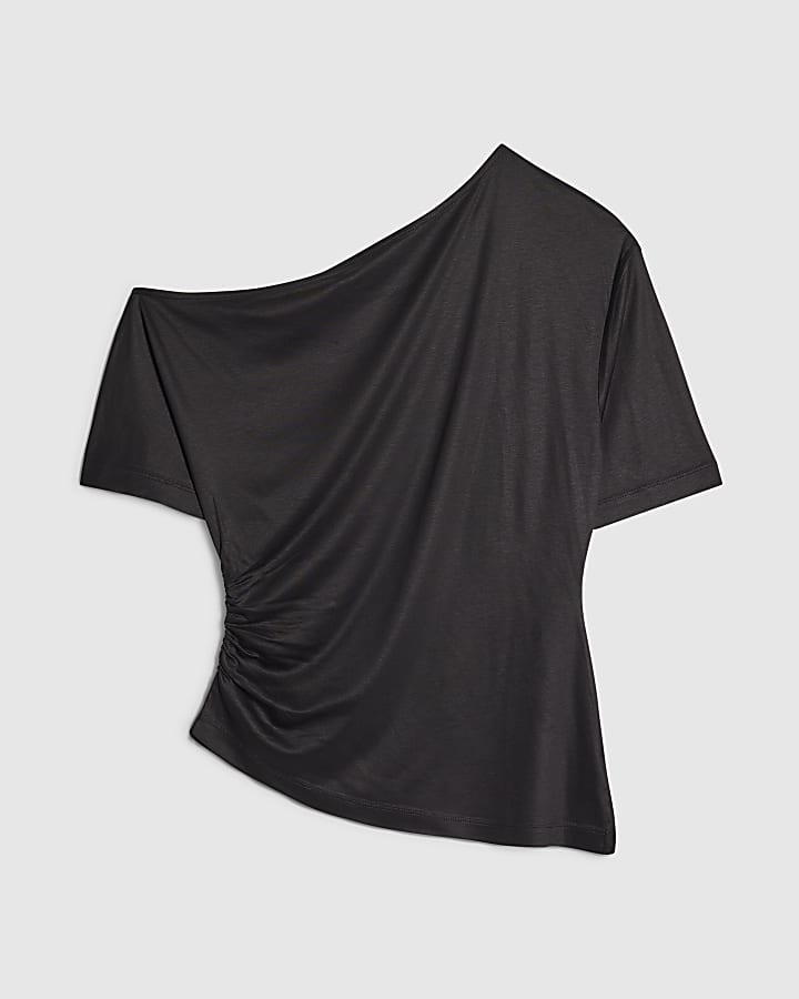Black Off Shoulder Drape Top