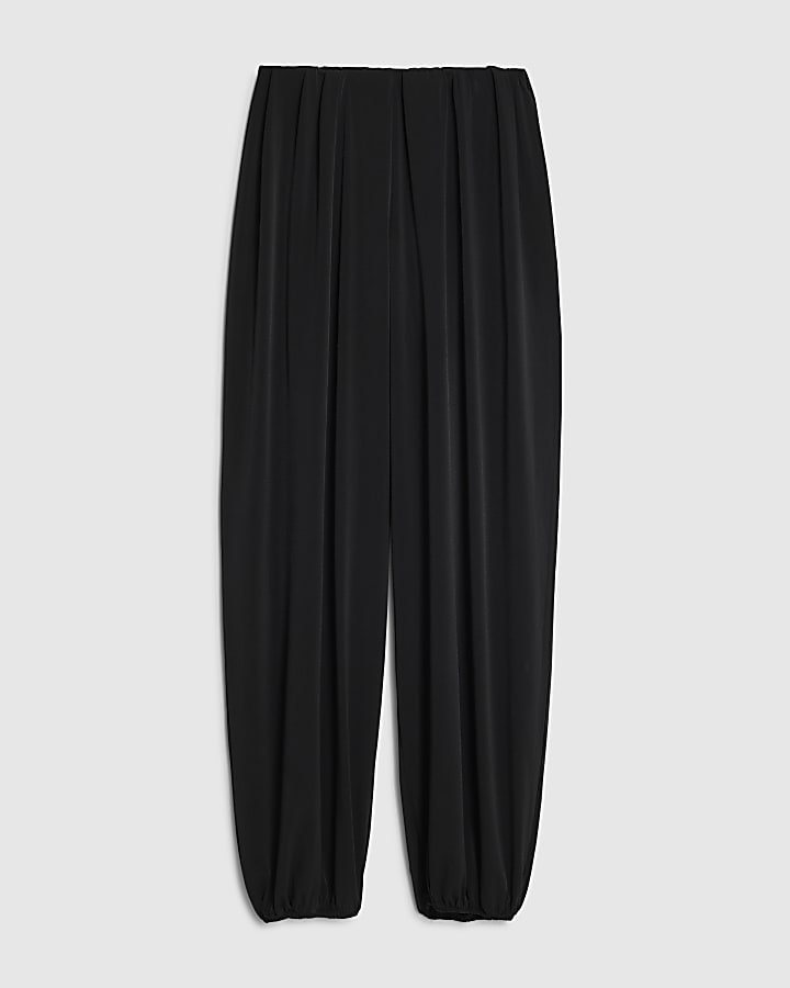 Black Barrel Leg Trousers